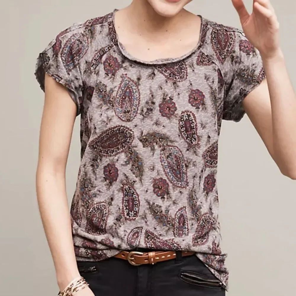 Anthropologie T.LA Paisley Flutter Tee L